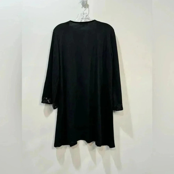 Black Sequin Open Front Cardigan - Park & Main - Size 2X - Picture 4 of 8